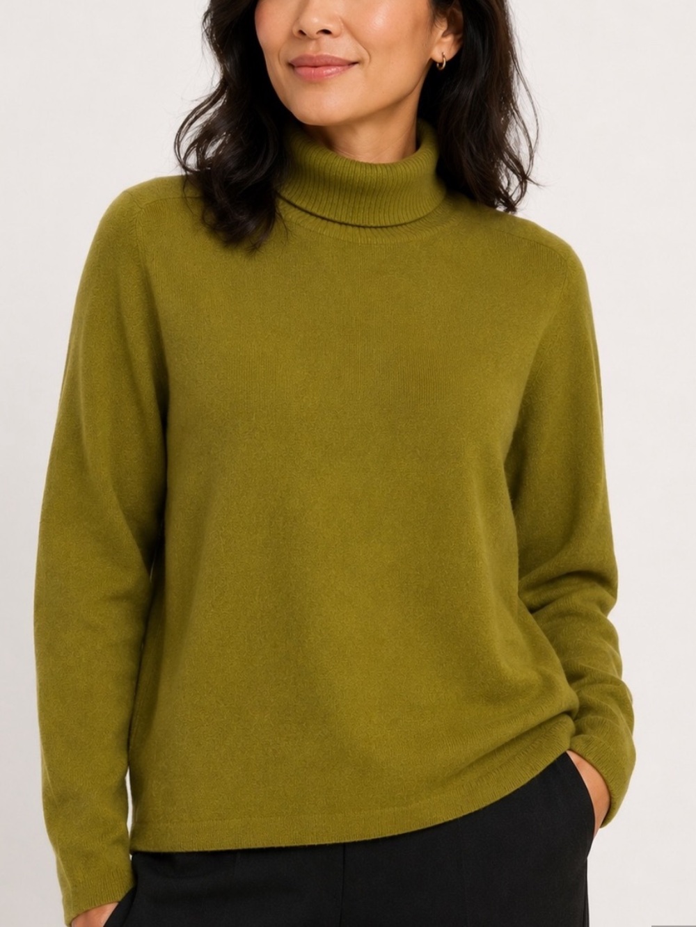 Eileen Fisher Italian Cashmere Moss Turtleneck Sweater, NWT